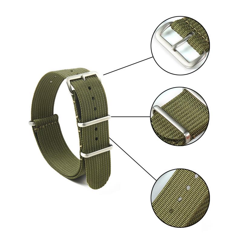 Solid Color NATO Nylon Watch Strap - One-Piece Woven, Available In 18/20/22mm