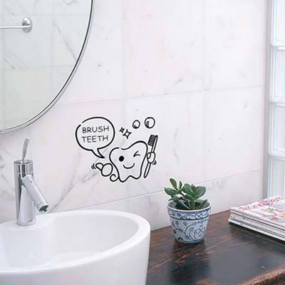 Cartoon Zahnbürste Ihre Zähne Dusche Zimmer Vinyl Aufkleber Wandbilder Wand Dekor