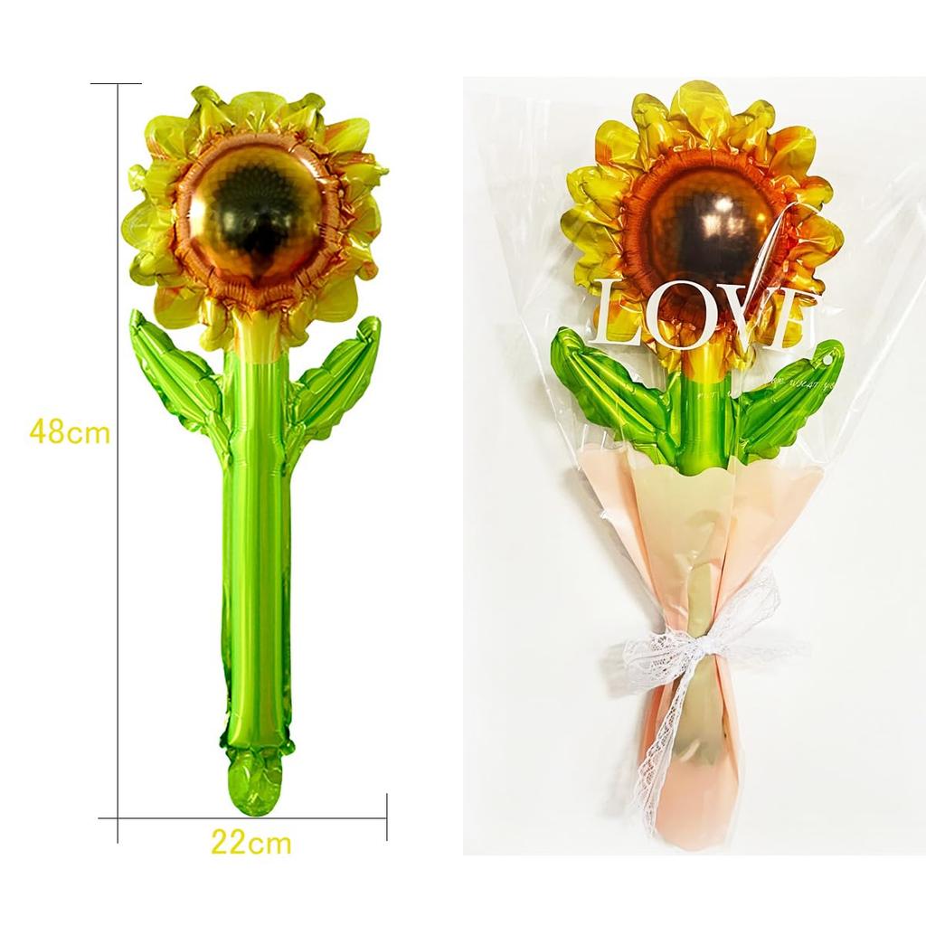 Mainiusi Flower Handheld Balloon Set 12 Pieces Roses Marguerite Sunflowers Tulips Event Decorations Birthday Party Festival Summer Cultural School