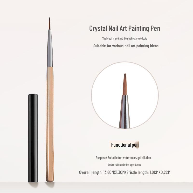 Translucent Brown Nail Art Brush Set: Flower and Gel Painting Brushes with Flat and Round Heads