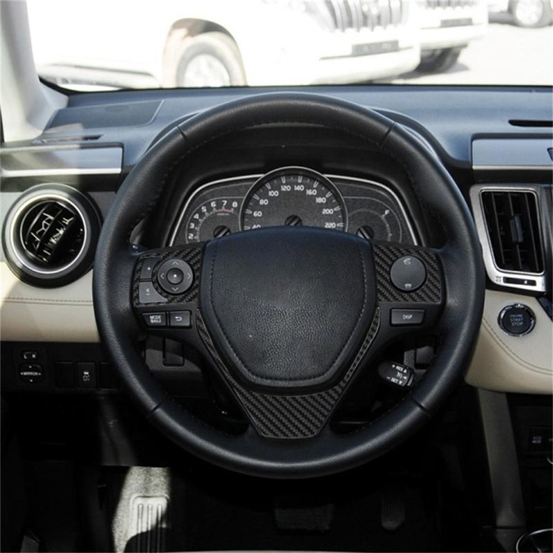 Black For Toyota RAV4 2013-2015 Car Interior Button Panel Decoration Protection Carbon Fiber Sticker Auto Styling Accessories