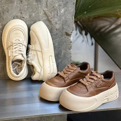 Ugly Cute Big-headed Bread Shoes for Women's Autumn New Mesh Breathable Thick-soled Heightening with Wide-leg Sports Board Shoes