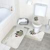 Raccoon Print Bath Set Three Piece Mat Toilet Lid Cover and U Shaped Rug Soft Flannel Non Slip for Compact Bathroom Decor