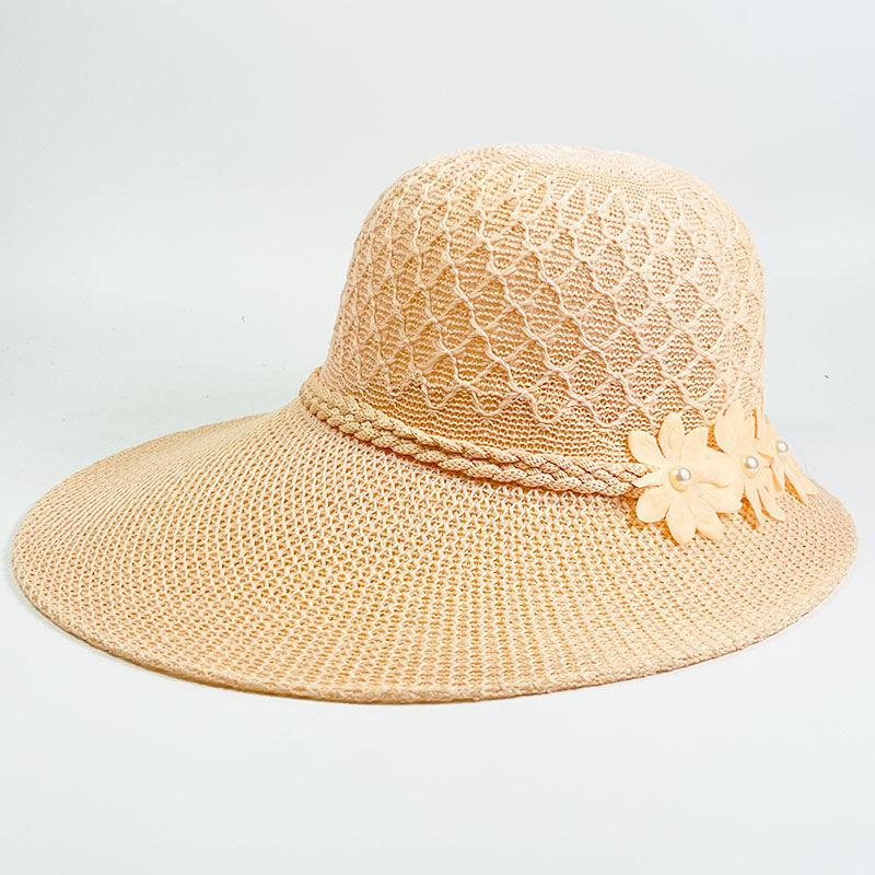 Straw Hat Women's Summer Sun Hat Fashionable Seaside Sun Protection Flower Large Brim Sun Protection UV Resistant Beach Hat