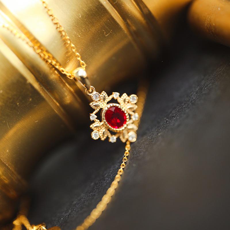 Gold-Plated Sterling Silver Ruby Pendant Necklace for Women - Elegant and Versatile Design