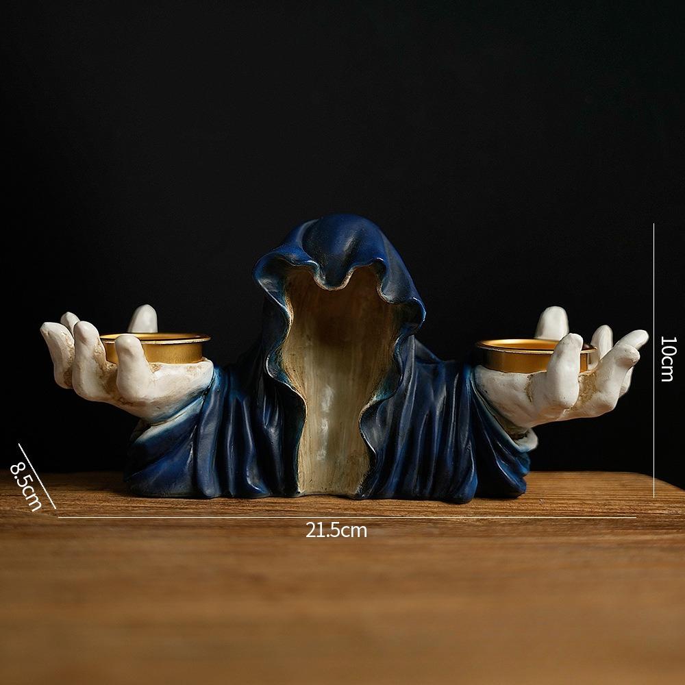 

Украшения на Хэллоуин Призрак Волшебник Подсвечник Смола Чайная свеча Подсвечник Домашний стол Письменный стол Книжная полка Готический праздничные украшения 1Pc