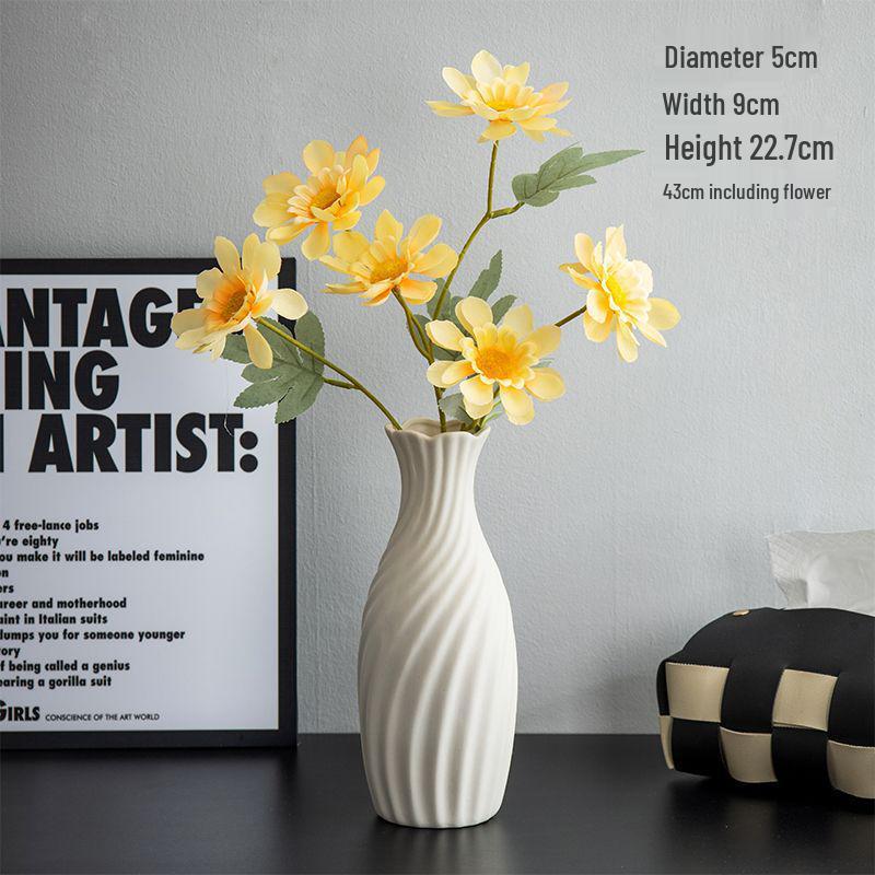 Modern Nordic White Ceramic Vase - Light Luxury Ins Style for Home Decoration and Flower Arrangement