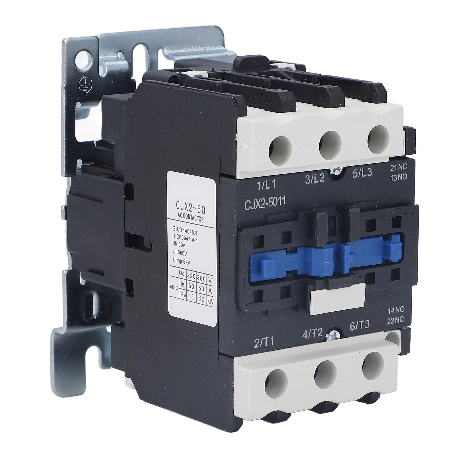 

AC Contactor Flame Retardant Good Conductivity Industrial Electric Contactor for Power Distribution AC 220V 50A