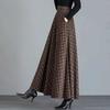 Skirt for Women Plaid Casual Elastic High Waist Long Loose Thickened Stretchy Slim Skirt