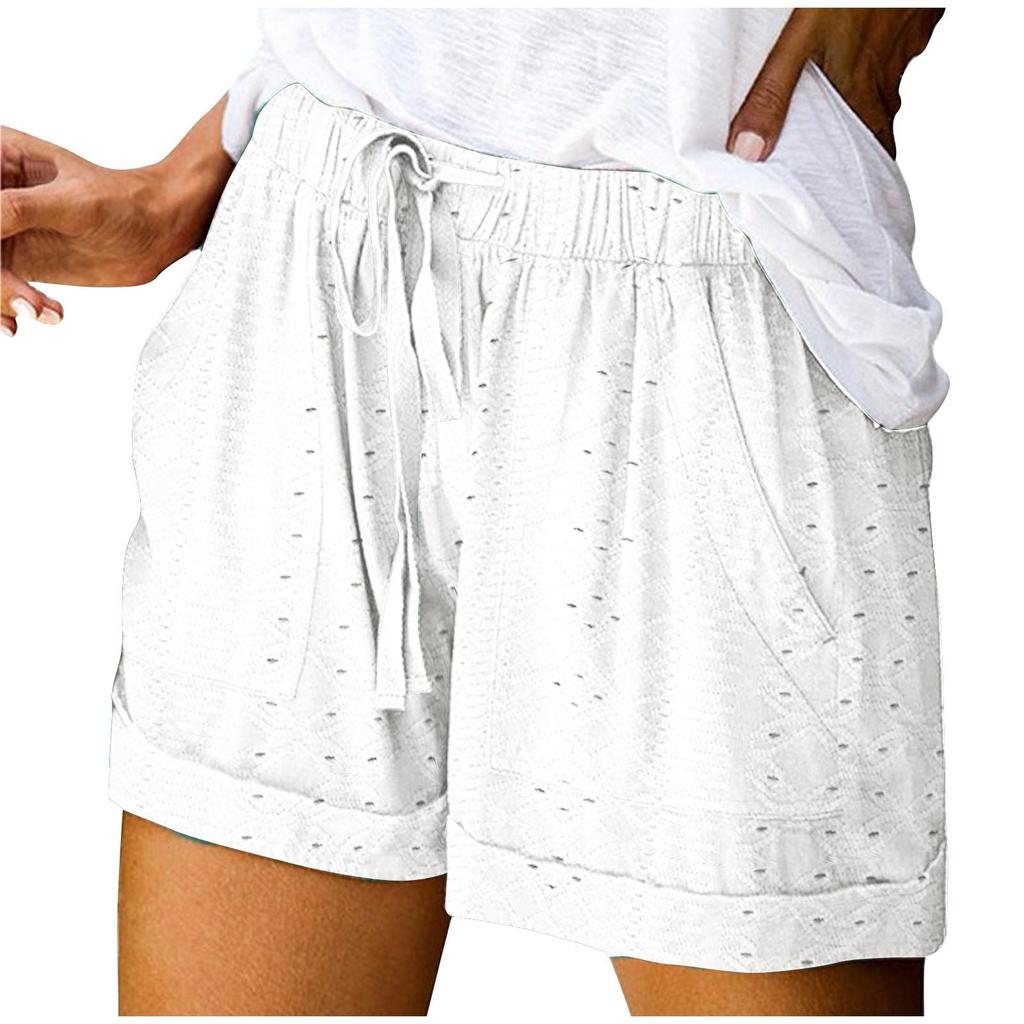 Women's Casual Summer Elastic Beach Shorts Solid Casual Shorts