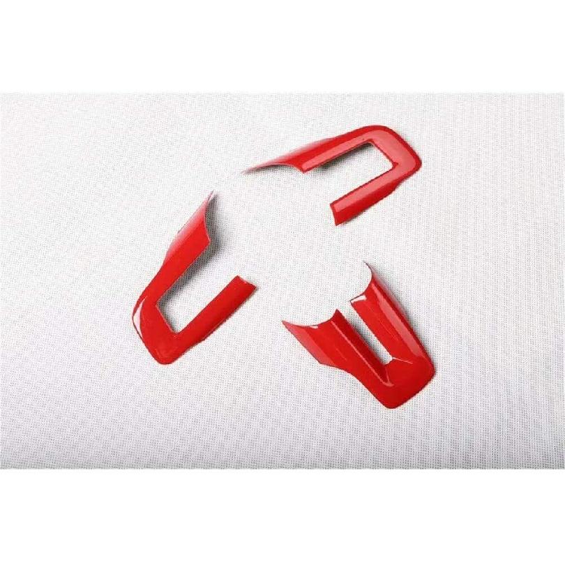 For Ford Mustang 2015+ Red Interior Steering Wheel Cover Trim Bezels Accessories