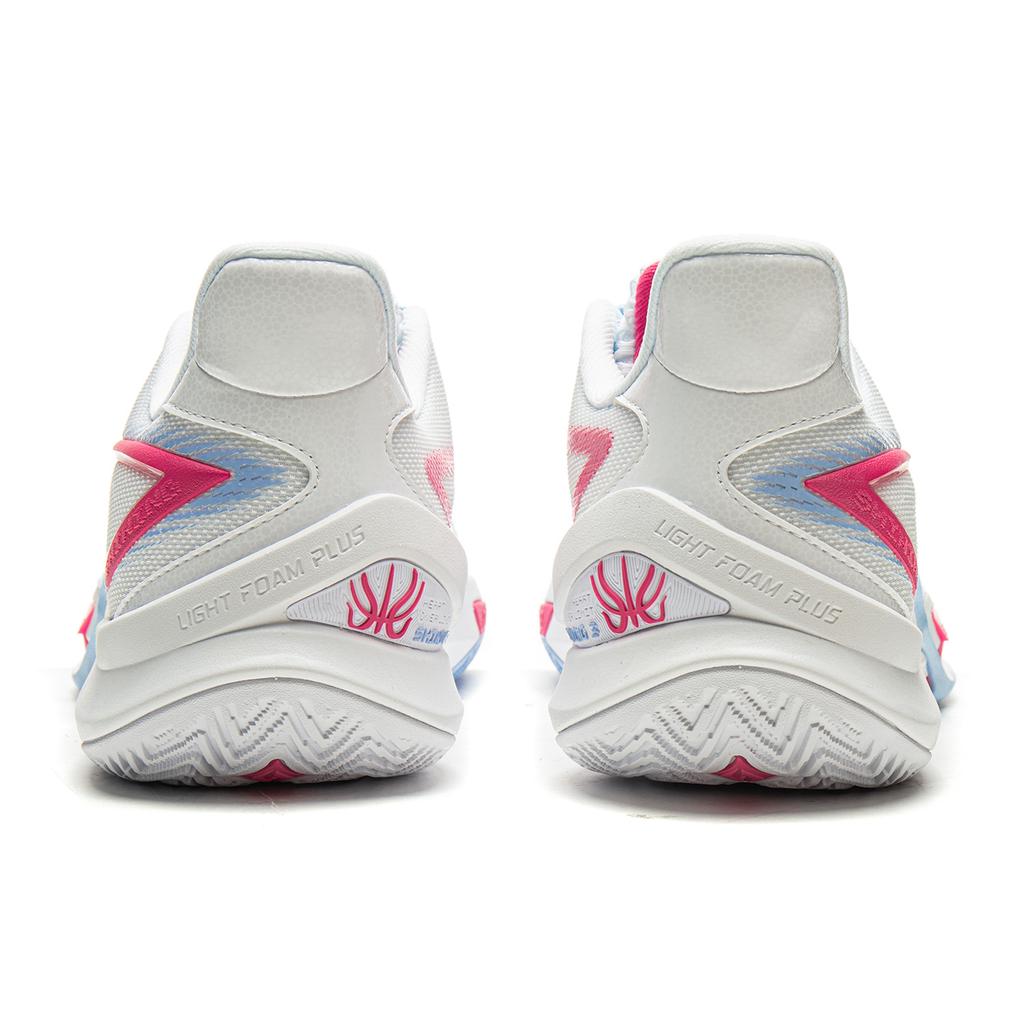 Li Ning Cushioning Slip Resistant Abrasion Resistant Breathable Rebound Grip Low top Basketball Shoes Men's White Blue ABAW007-1