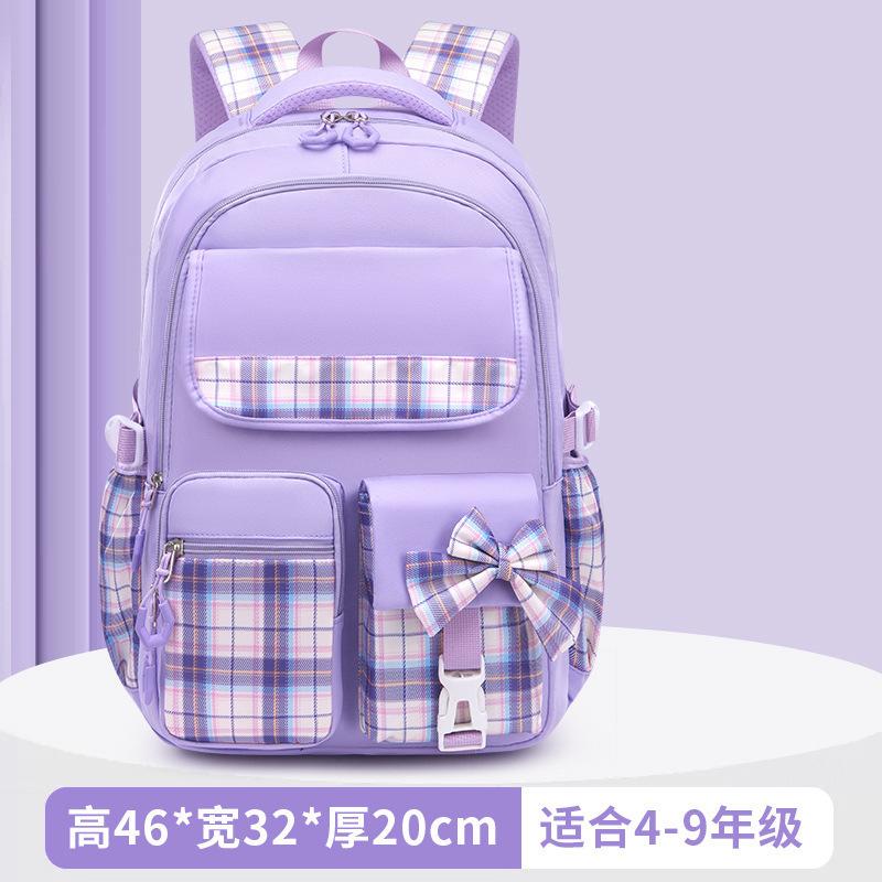 Schoolbag New Elementary School Bag Children's Bag for Grades 1-1 Ultra Light Burden Reduction Girls Bow Princess Backpack Large Capacity