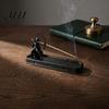 Fantasy Themed Office Desk Decor Incense Holder with Catch Tray, Archer Warrior Figurine Burner, 3D Printed Matte Black Resin Decorative Stick