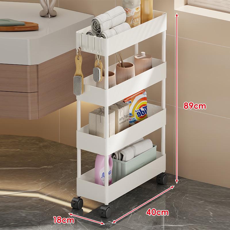 Compact Bathroom Trolley: Slim Floor-Standing Storage Rack for Narrow Spaces and Toilet Side