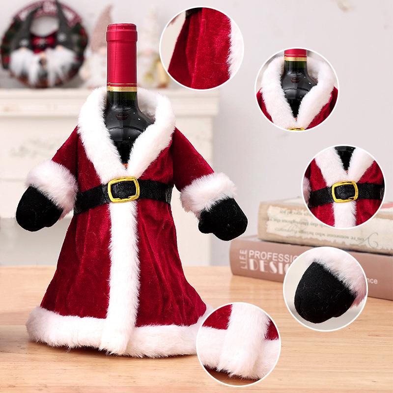 Cross-Border Christmas Wine Bottle Gown - Festive Red Wine Cover for Home Dining Table Decor.