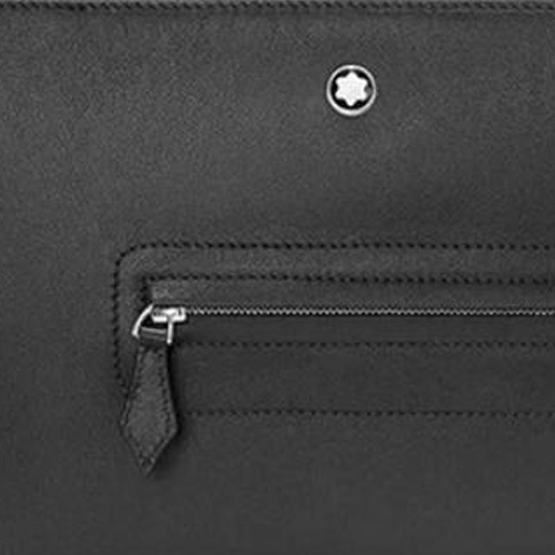 Montblanc Portofel Pungă din Piele cu Fermoar Fashion Business Bărbați Portofele Negru 129698BLACK