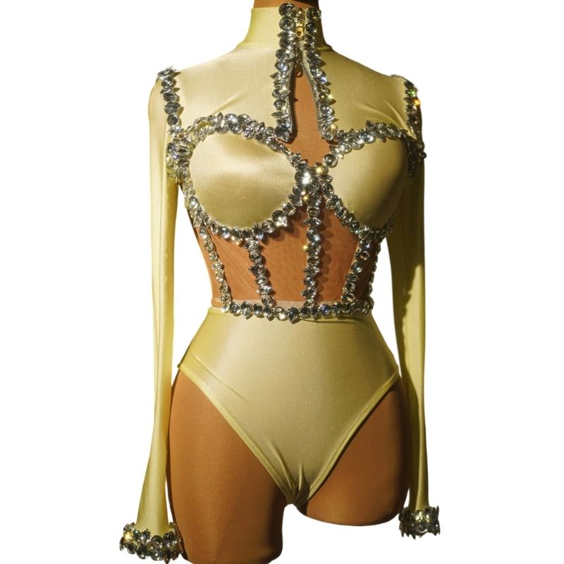 Stage Performances Outfits Rhinestones Long Sleeve