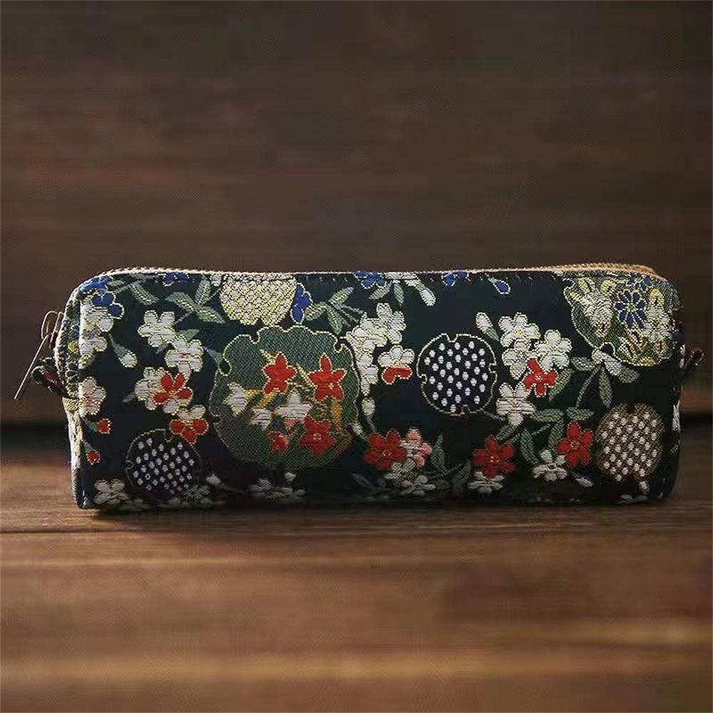 Embroidery Pen Box Simple Chinese Pen Holder Student Pencil Bag Large Capacity Cute Stationery Case For Classroom Stationery