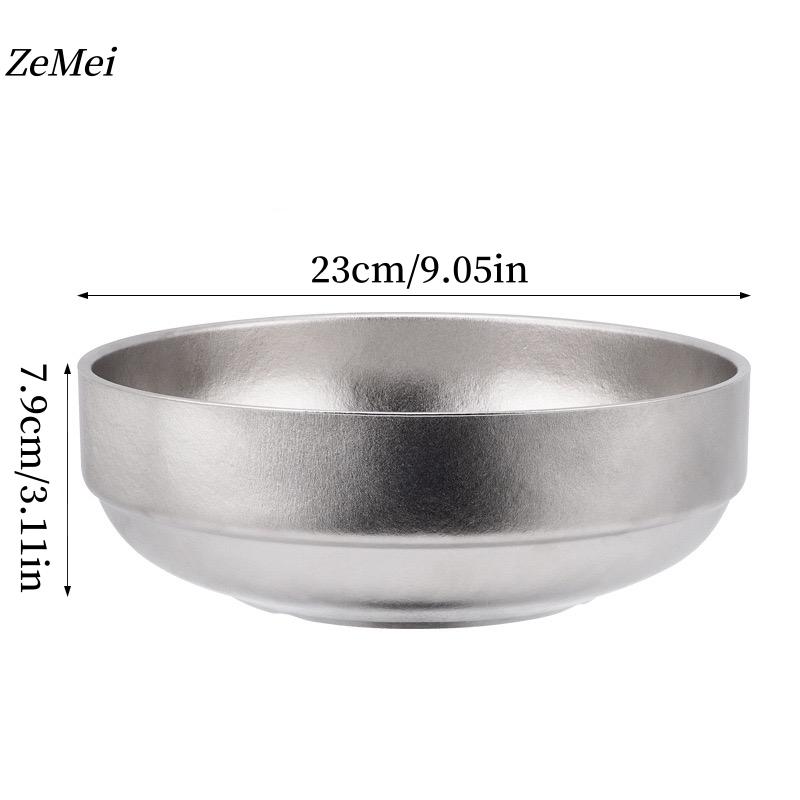 Large Size Pure Titanium Double-Wall Salad Bowl,23 Cm Home Breakfast Bowl Cheese Food Tableware,Snack Bowl Table Kitchenware