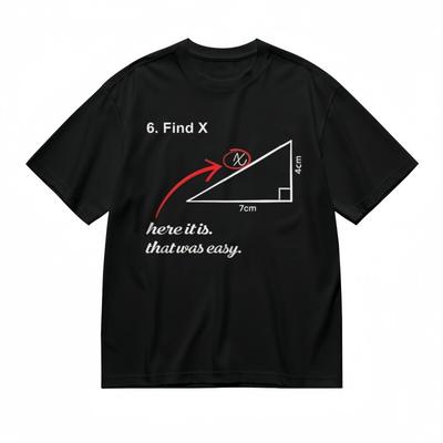 Herrenmode Kurzarm Klassisches T-Shirt Handschriftlicher Stil Mathematikaufgabe Gelöst