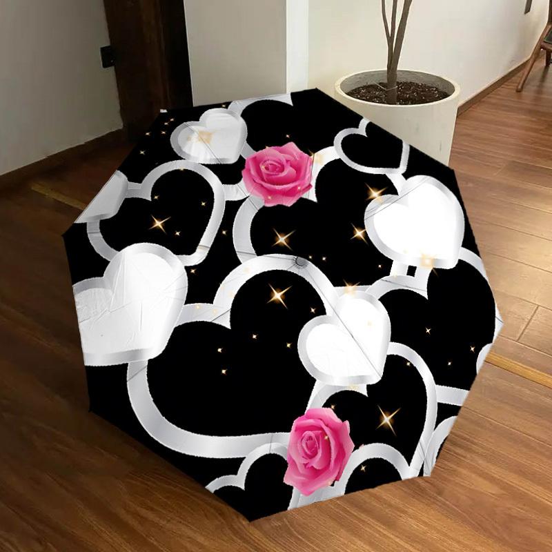 

1pc Heart Rose Decorative Automatic Open/Close Umbrella, Formal Events - Ideal Gift for Family or Friends, Outdoor Accessory yy251211224