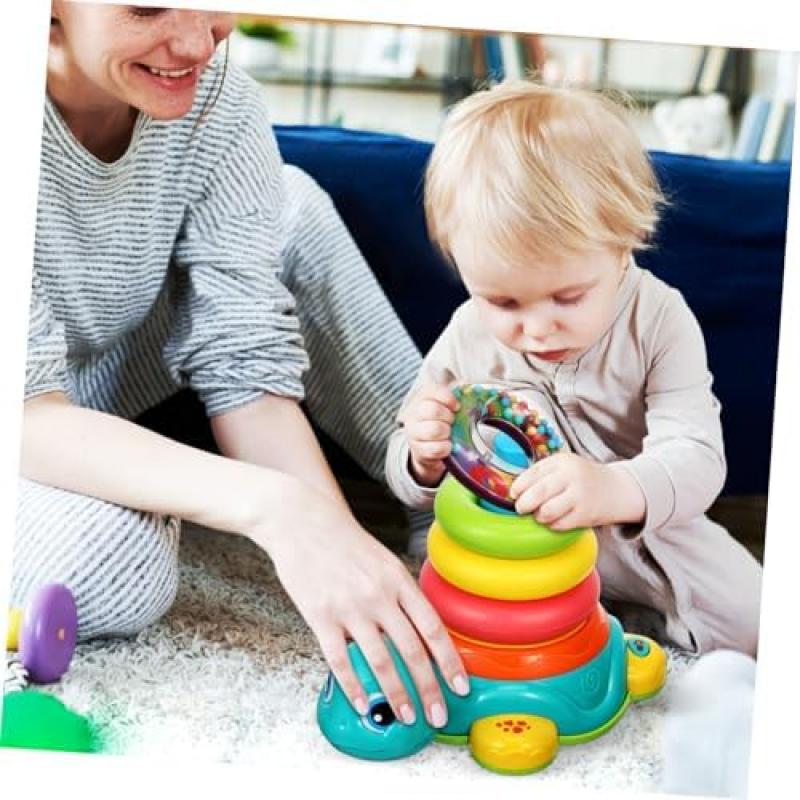 HANABASS Baby Stapelringe Spielzeug mit Licht & Ton, Musikalisches Krabbel-Lernspielzeug, Schildkröte & Ringe Pädagogisches Entwicklungsspielzeug für Jungen Mädchen