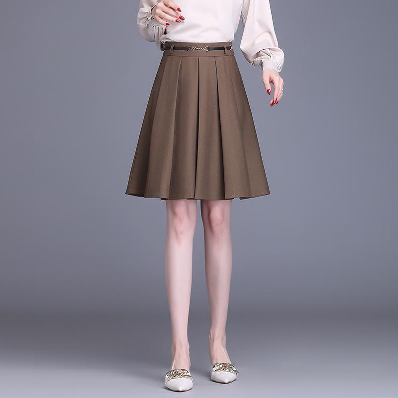 

2023 Spring Solid Color Pleated Umbrella Skirt - Chic Commuting Style M чорний
