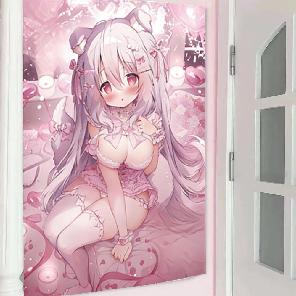 

2D Maid Outfit JK Kawaii Girl Tapestry Wall Hanging Fabric Interior Decor Tapestry Kawaii Room Aesthetic Decor Background Cloth 74x94cm(29x37in)