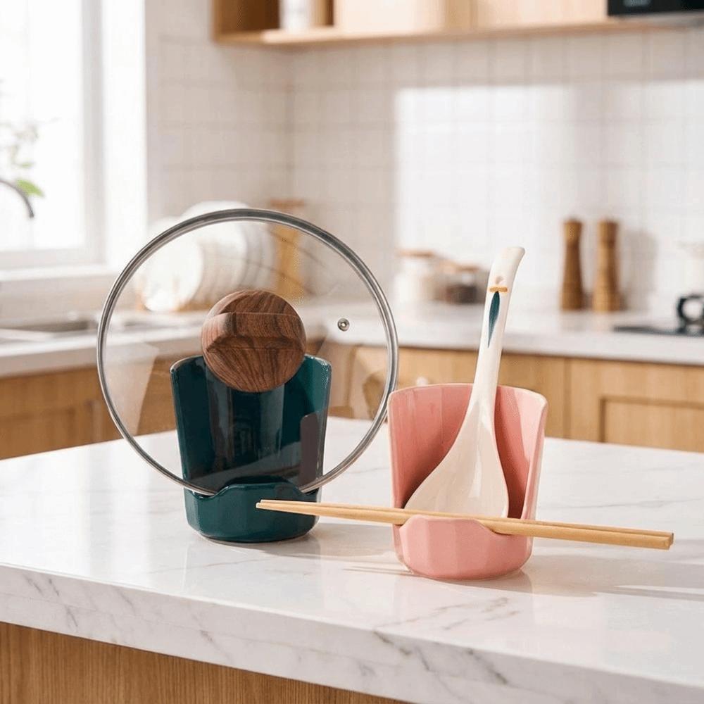 Easy To Clean Ceramic Spoon Holder Stable Pot Lid Storage Rack Spatula Holder Chopsticks