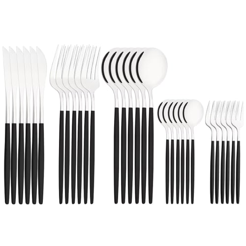 Hive Mind 30-Piece Nordic-Style Cutlery Assortment Set for 6, Includes Spoons, Forks, and Knives, Suitable for Restaurants and Home Use, Dishwasher Sa