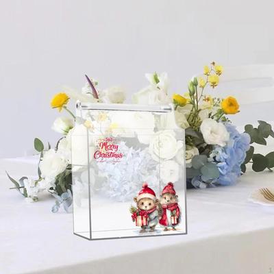 Gift Box Clear Decoration, Christmas Holiday Box, Delicate Acrylic Storage Container for