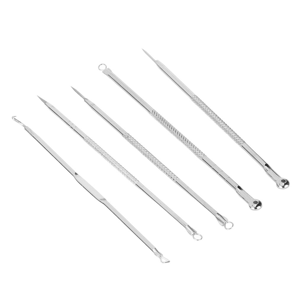 5pcs Pimple Remover Needle Blackhead Comedone Acne Blemish Extractor Tool Set with Mirror