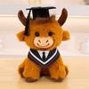 2026 Graduation Highland Cow Plush Toy with Cap Gown Soft Stuffed Animal Graduation Keepsake Toy for Preschool High School College Grads