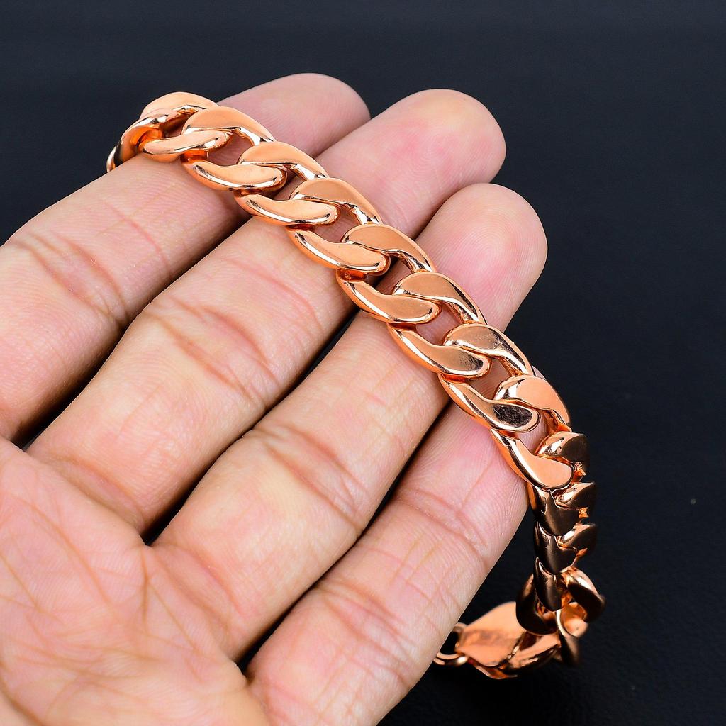 Pure 100% Copper Curb Bracelet | Solid Copper Jewelry | Curb Link Chain Bracelet | Copper Bracelet Jewelry for Her/him - 46 Grams, 9" Inches