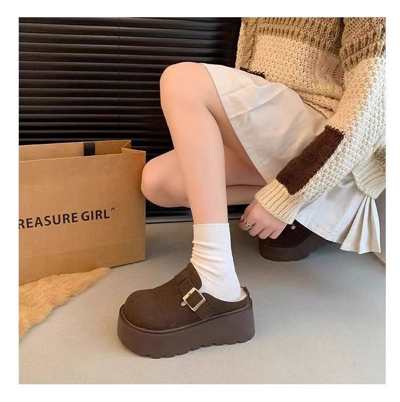 

Модная женская обувь, сохраняющая тепло, зимние плоские тапочки с закрытым носком и толстой подошвой для женщин, повседневные женские тапочки на плоской подошве, Zapatos De Mujer 40 коричневый