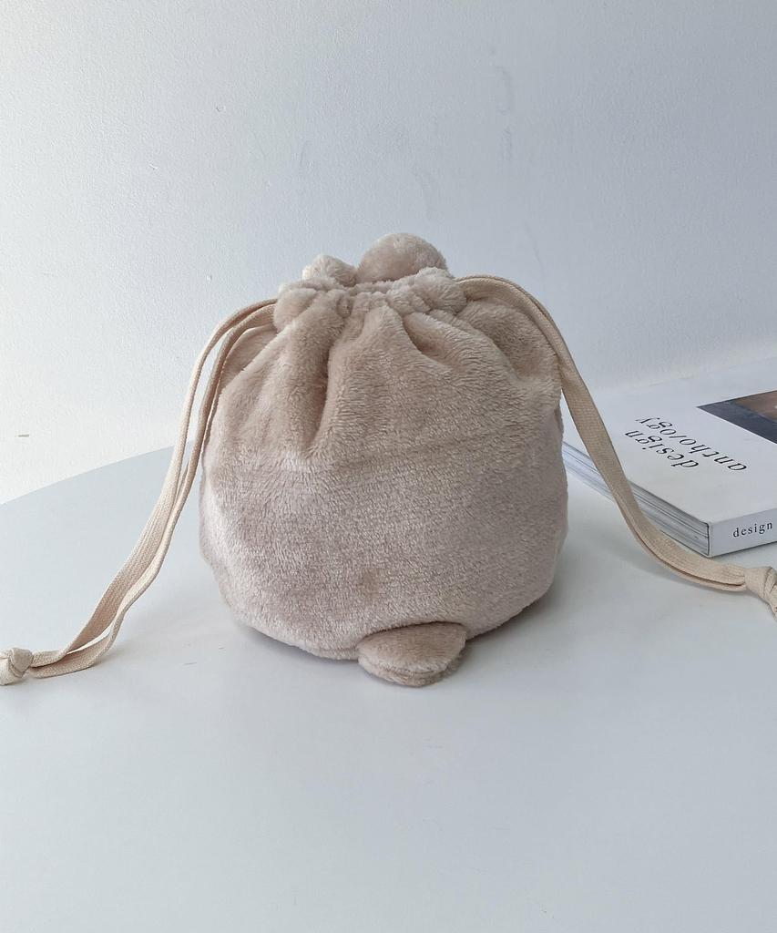 AS KNOW AS Plus (ASKNOW AS PLUS) ZY8389 Soufflé Animal Drawstring Pouch, Small, Wallaby Design, Fluffy, Cute Animal Design, Small Item Storage,