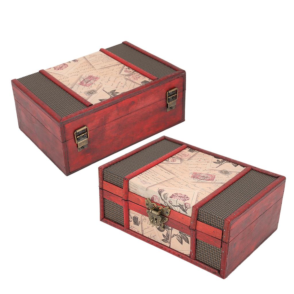 Vintage Wooden Storage Box Elegant Jewelry Necklace Bracelet Book Organizer Case Home Decoration