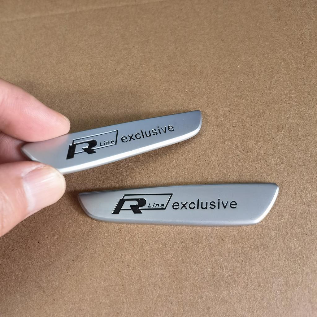 2026 Hot For VW VOLKSWAGEN For RLine Exclusive Badge Sticker 2pcs Silver RLine Door Armrest Sticker RLine Interior Sticker For T