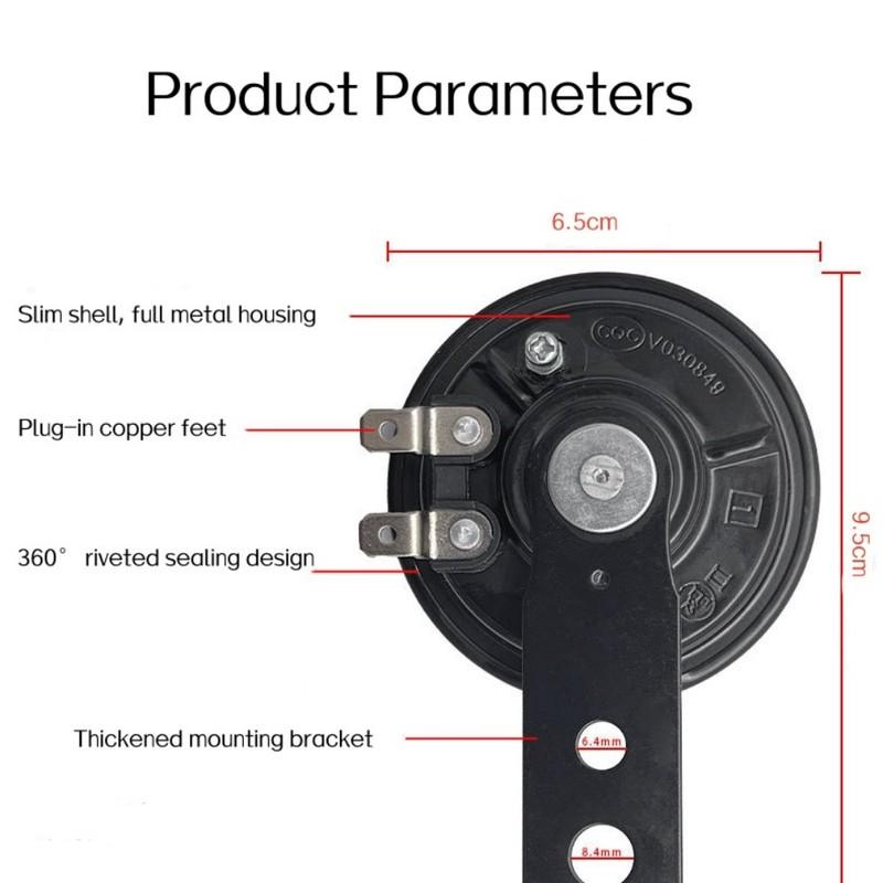 Universal Motorcycle Electric 12V 1.5A/48V 60V 72V 0.2A Round Black Basin Air Horn Motorbike Loud Disc Speaker 105dB,Pack of 1