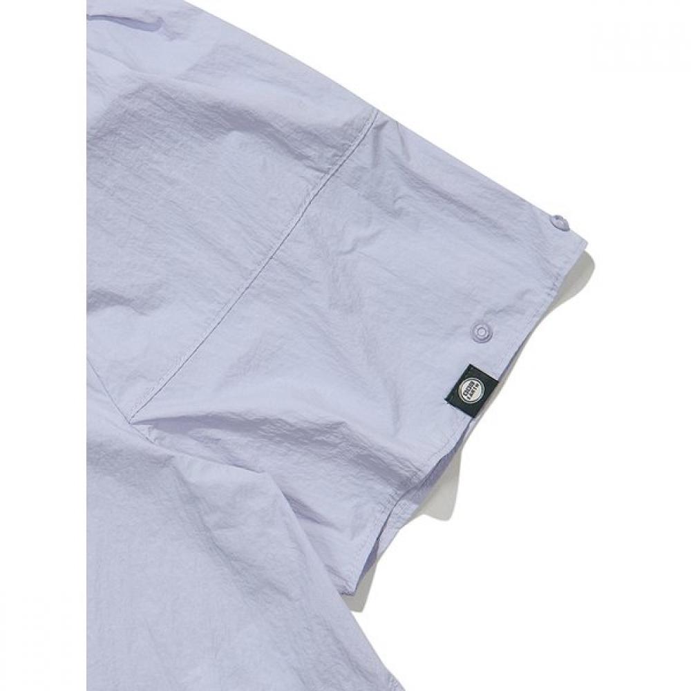 Women S Shirring Ribbon Woven Short Sleeve  Lilac 