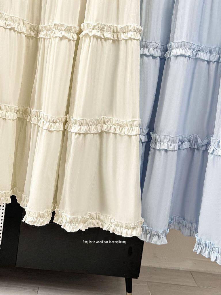 2026 Spring/Summer Women's High-Waisted Ruffle Patchwork A-Line Skirt