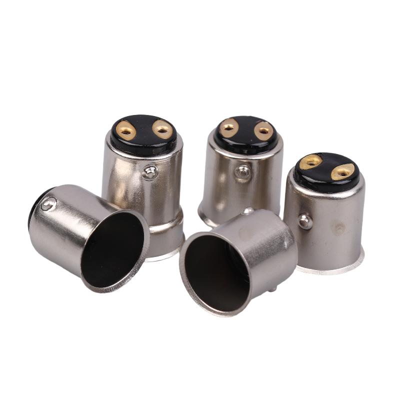 10Pcs B15 Brass-Nickel Plated Lamp Cap 1156 Single Contact Bayonet Auto Lamp Holder Ba15S Bay15D Auto Bulb Holder Cap