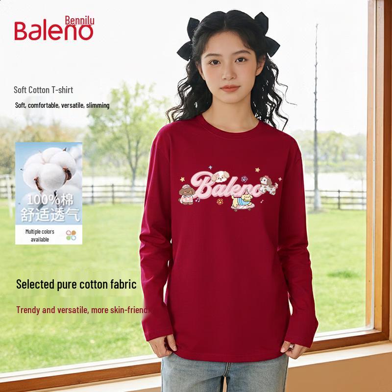 Baleno Women's Pure Cotton Fluffy Dog Print Long-Sleeve T-Shirt