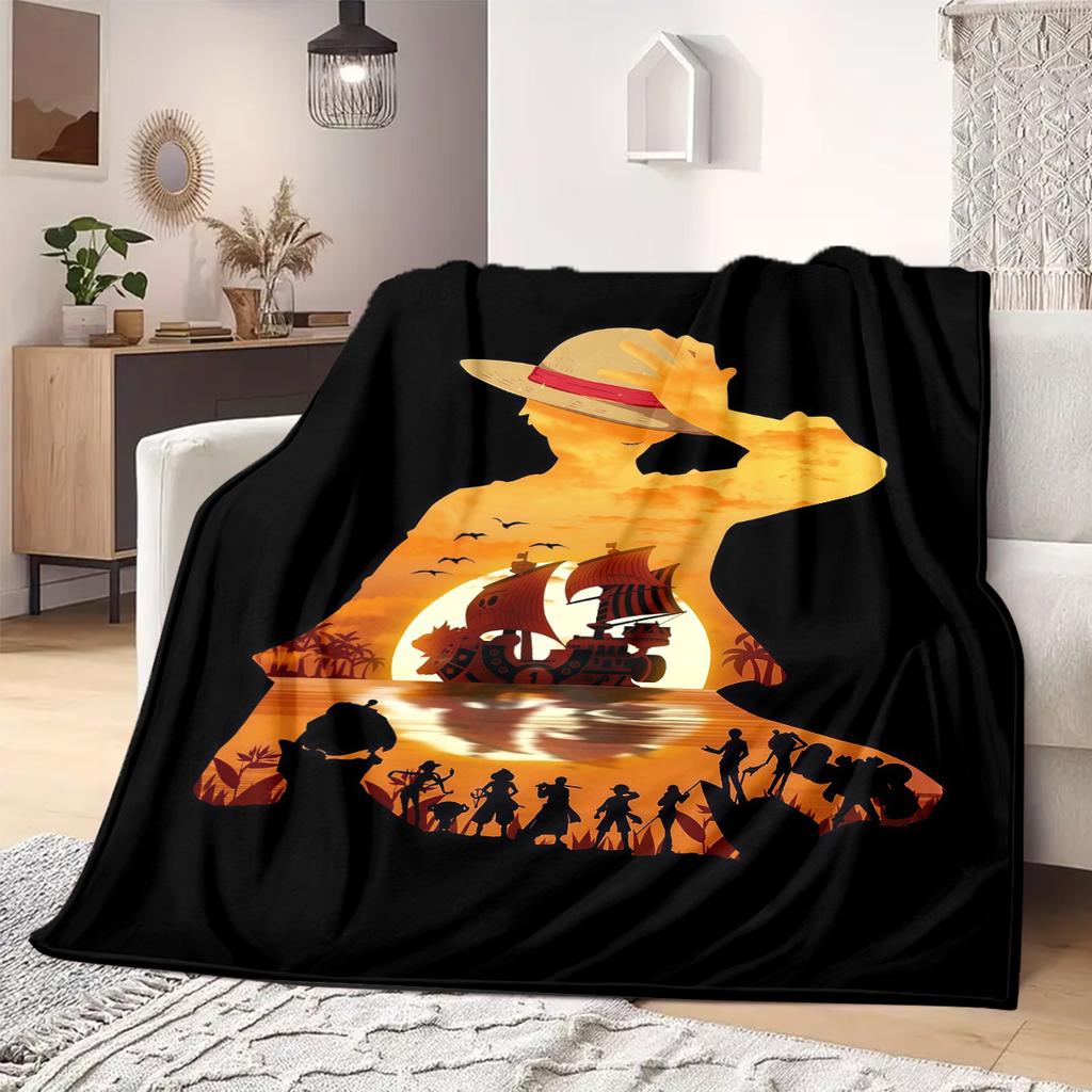 ONE PIECE Monkey D. Luffy Print Blanket Warm Comfortable Flannel Blanket Suitable for Bedrooms,Sofas, Beds,Chairs 100