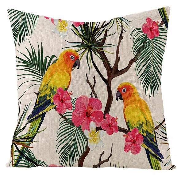 New Outdoor Waterproof Linen Pillow Case Tropical Green Leaf Cushion Cover