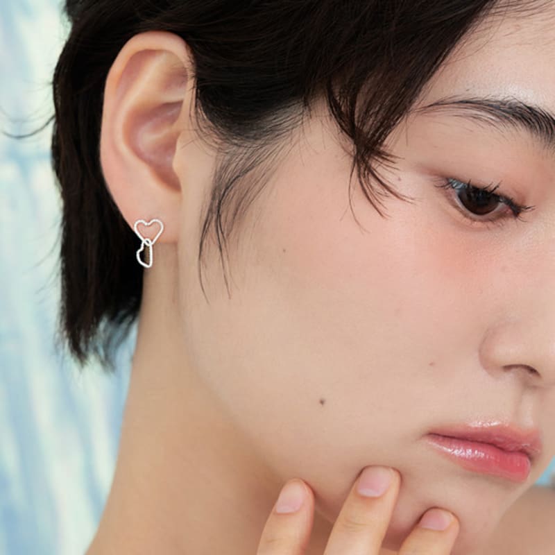 Geegee [silver925] Twin Mini Heart Earring