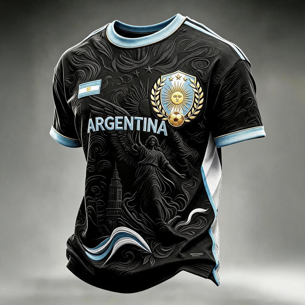 Men's Neck Short Sleeve Soccer Fan T-Shirt for Day