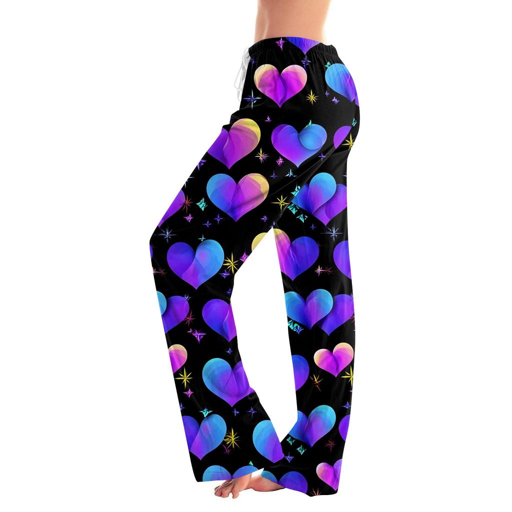 Women's Valentine's Day Heart,themed Casual Milk Silk Fleece Pants, Sleep Pants, Home Pants