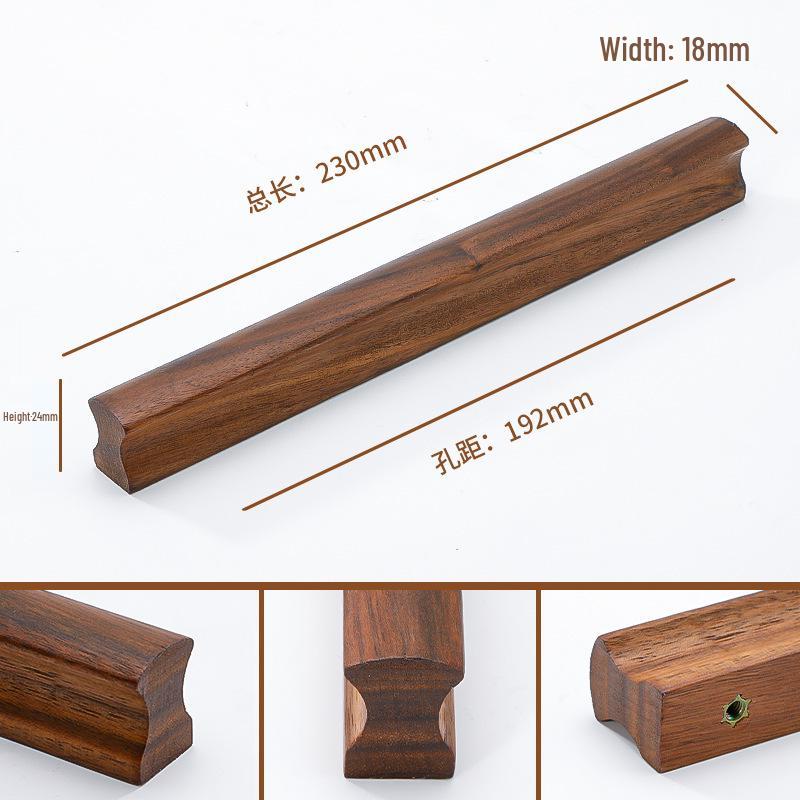 Japanese Minimalist Walnut Handle Solid Wood Cabinet and Wardrobe Drawer Handle
